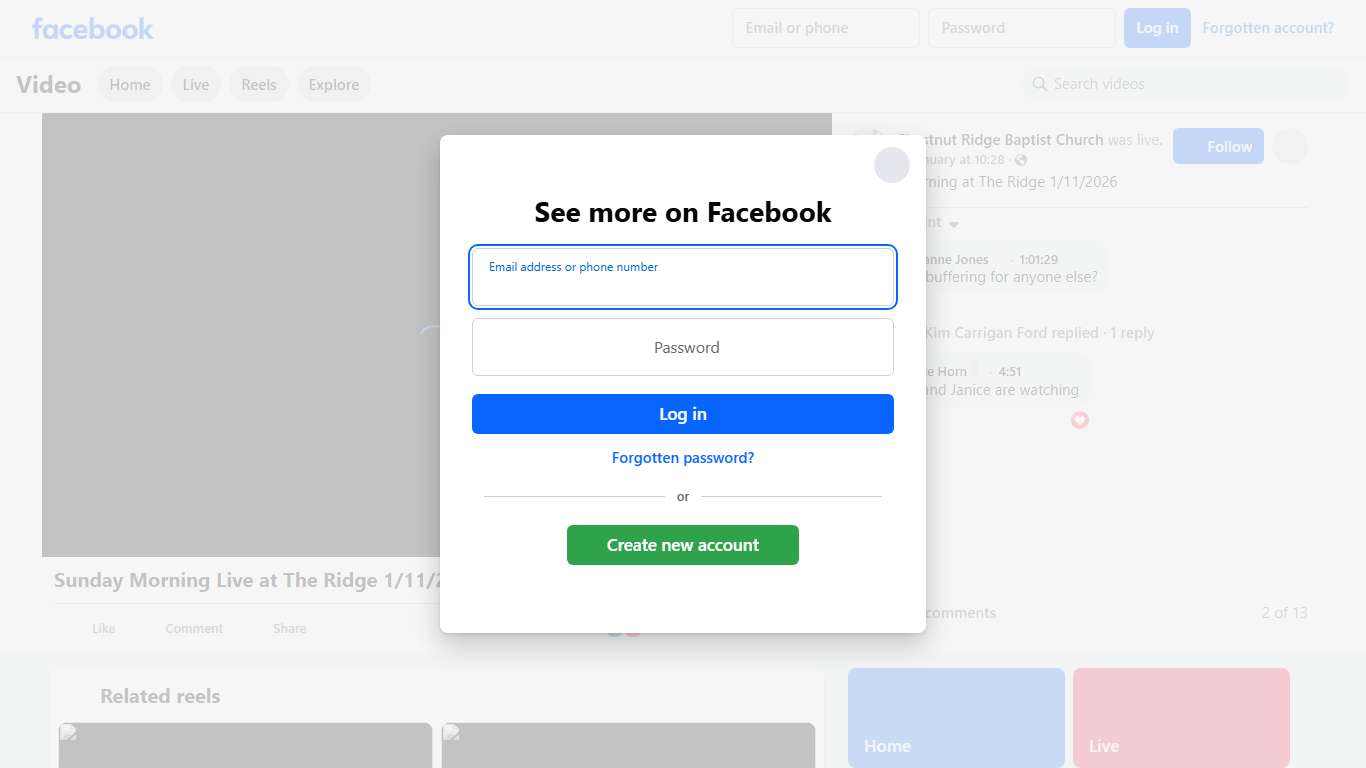 Sunday Morning at The Ridge 1/11/2026 | Chestnut Ridge Baptist Church | Facebook