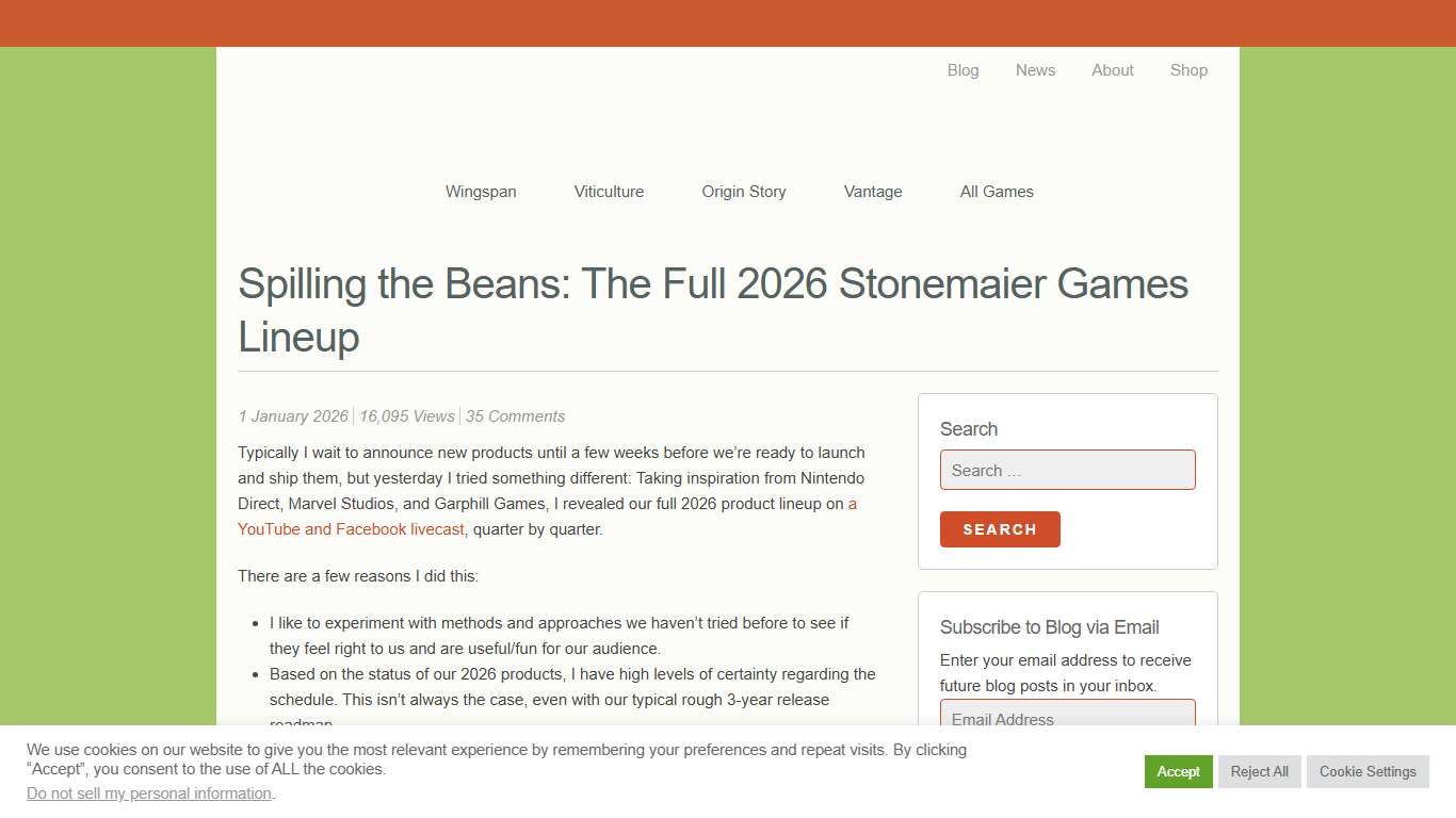 Spilling the Beans: The Full 2026 Stonemaier Games Lineup – Stonemaier Games